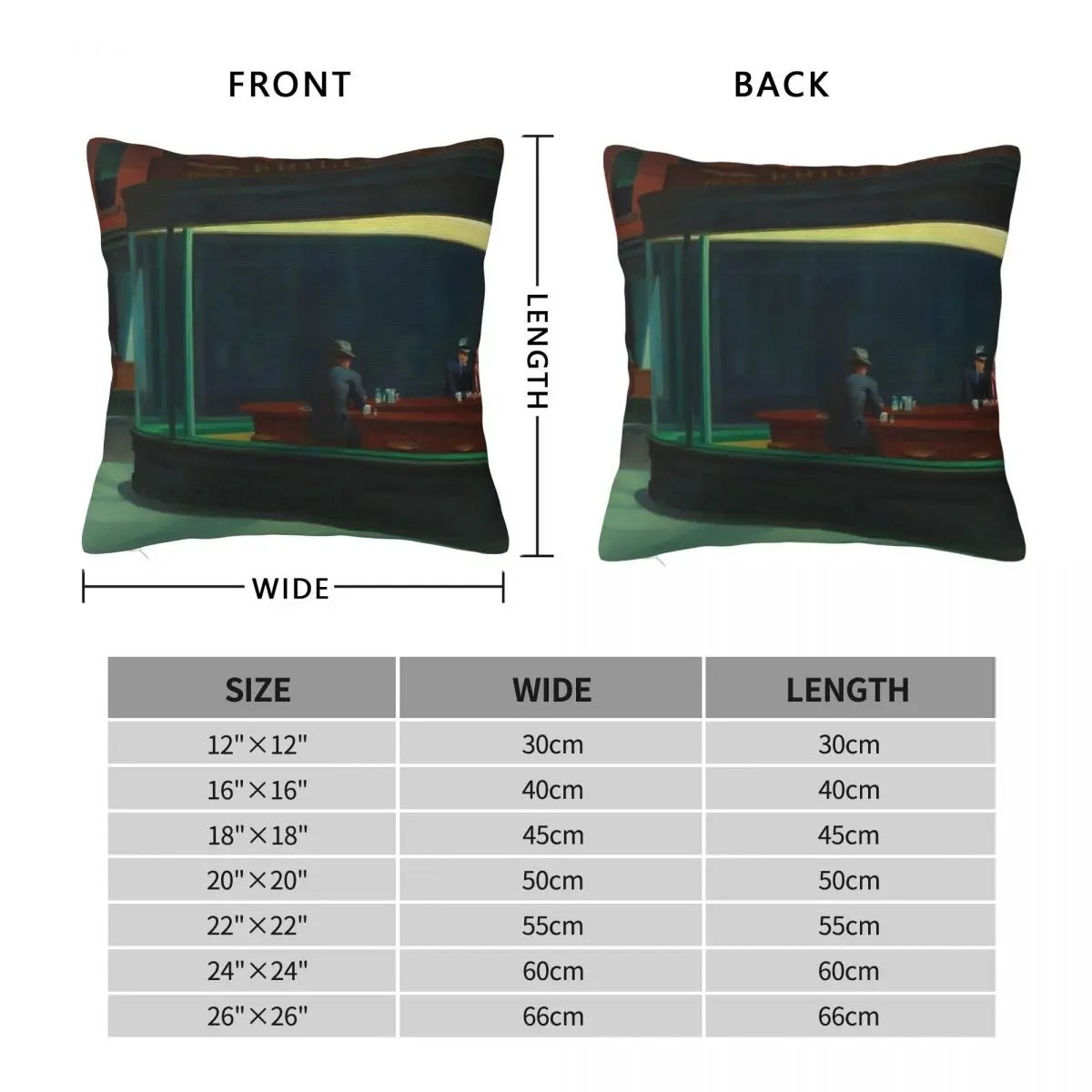 Nighthawks Edward Hopper Square Pillowcase Polyester Linen Velvet Printed Zip Decorative Bed Cushion Cover 45x45