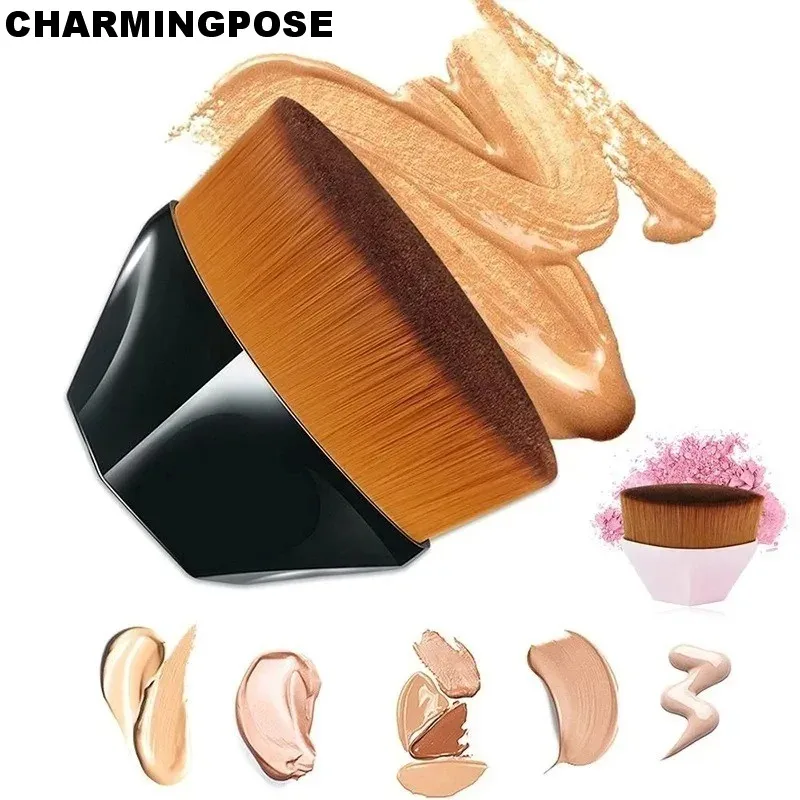 فرشاة كريم الأساس - فرشاة مكياج كريم كابوكي ذات سطح مسطح لكريم الأساس السائل والكريمي |   مسحوق معدني احترافي Br