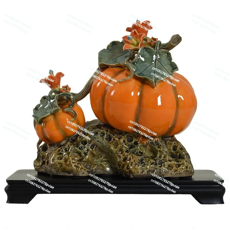 Ceramic pumpkin ornaments New Chinese-style living room decoration Entrance handicrafts decoration Housewarming gifts