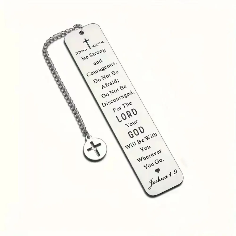 Encouragement Gratitude Inspired Bookmark for Book Lover Gifts Stainless Steel Book Mark Cross Pendant Reading Supplies Gifts