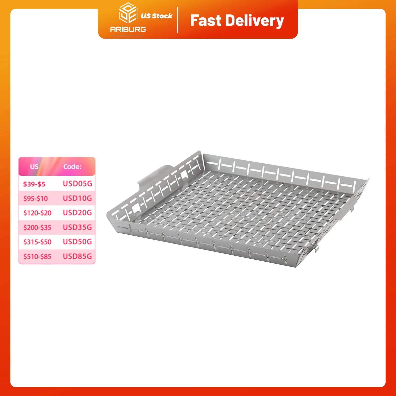 

Large Grill Basket Heavy Duty Grill Baskets Outdoor Grill Stainless Steel Roasting Basket/Pan Outdoor Grilling Vegetables Meats