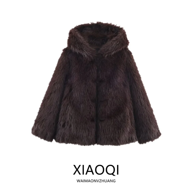 เสื้อโค้ทแฟชั่นผู้หญิงสำหรับฤดูหนาว  แบบขนเทียม  ใช้งานได้หลากหลาย  ความยาวปานกลาง  ติดกระดุม  แขนยาว  เสื้อแจ็คเก็ตผู้หญิง