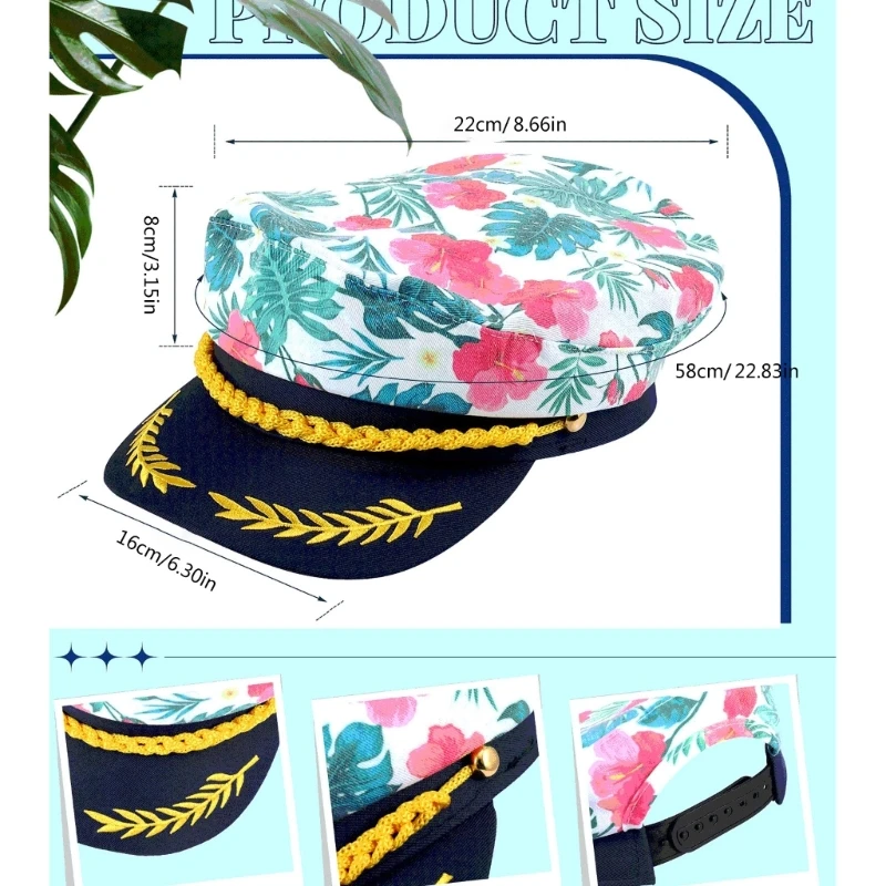 S1Y1 Bachelorettes Captain Hat Music Festival Hat Adult Marine Costume Hat