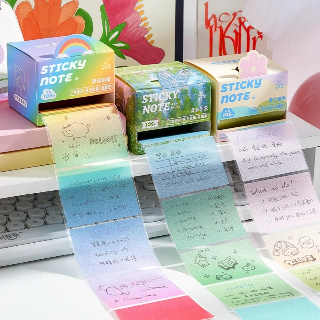 Re-Stickable Sticky Pad Writable Drawer-Style Memo Pad Pearl Sticky Notepad Quick-Drying Pull-Out Sticky Notes For School