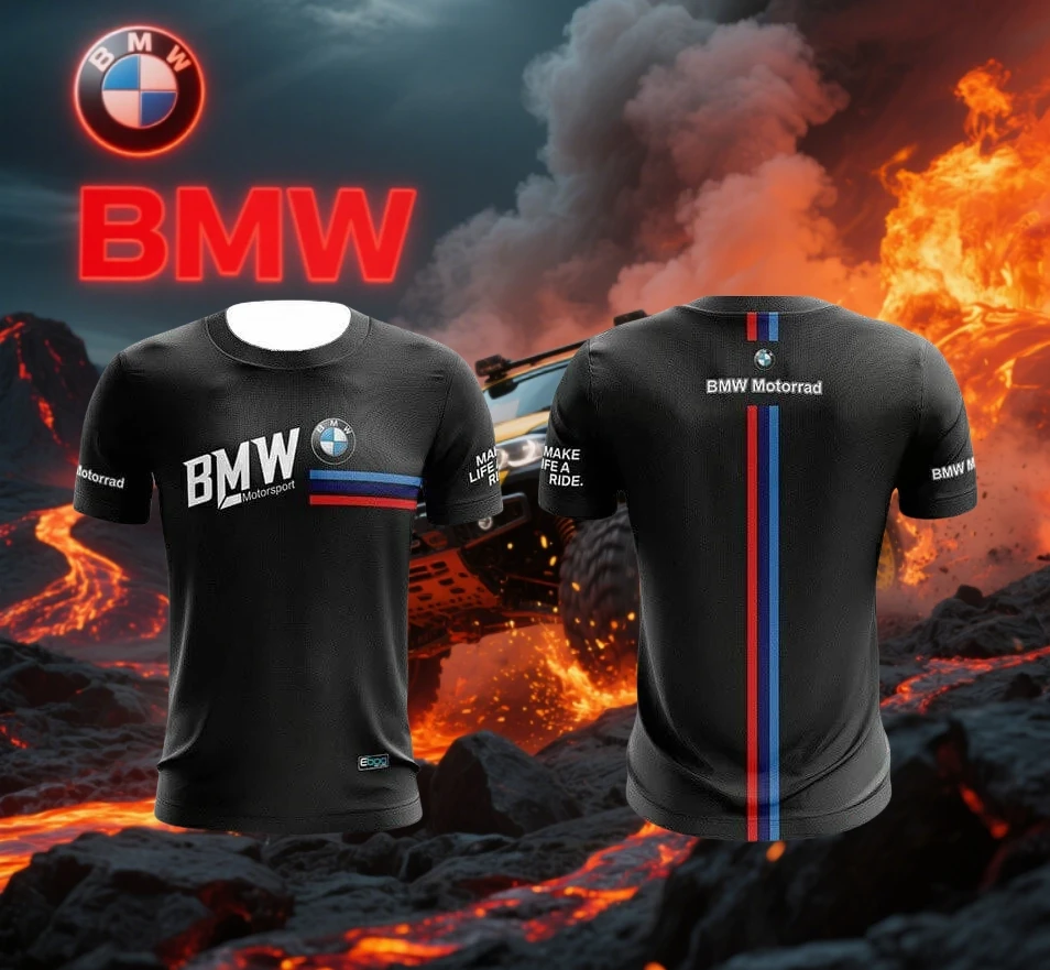 2025 الصيف BMW دراجة نارية ركوب البدلة بدلة سباق الرجال التجفيف السريع تي شيرت قصيرة الأكمام عادية تنفس موضة جديدة Y2K