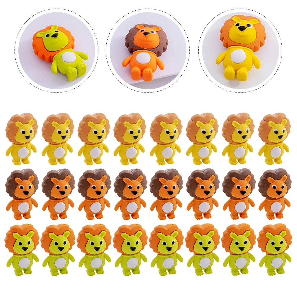 48 pièces adorables en forme de Lion mignon dessin animé Animal en vrac Mini gommes pour dessiner gommes en caoutchouc maison bureau fête artisanat