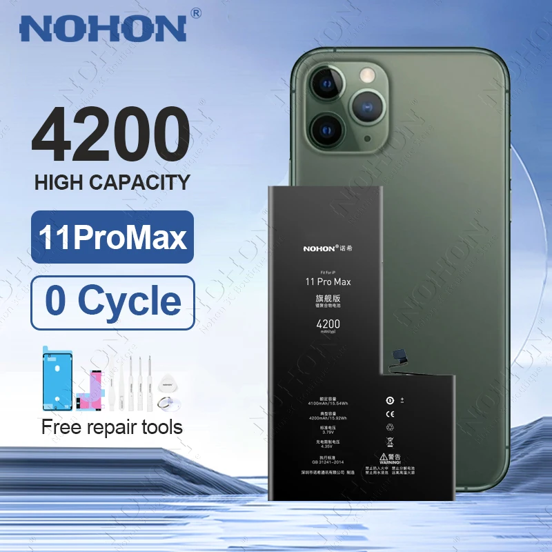 

NOHON High Capacity Battery for iPhone 11 Pro Max Phone Bateria for iPhone 12 13 X XR XS Max SE 2020 SE2 6 6S 7 8 Plus