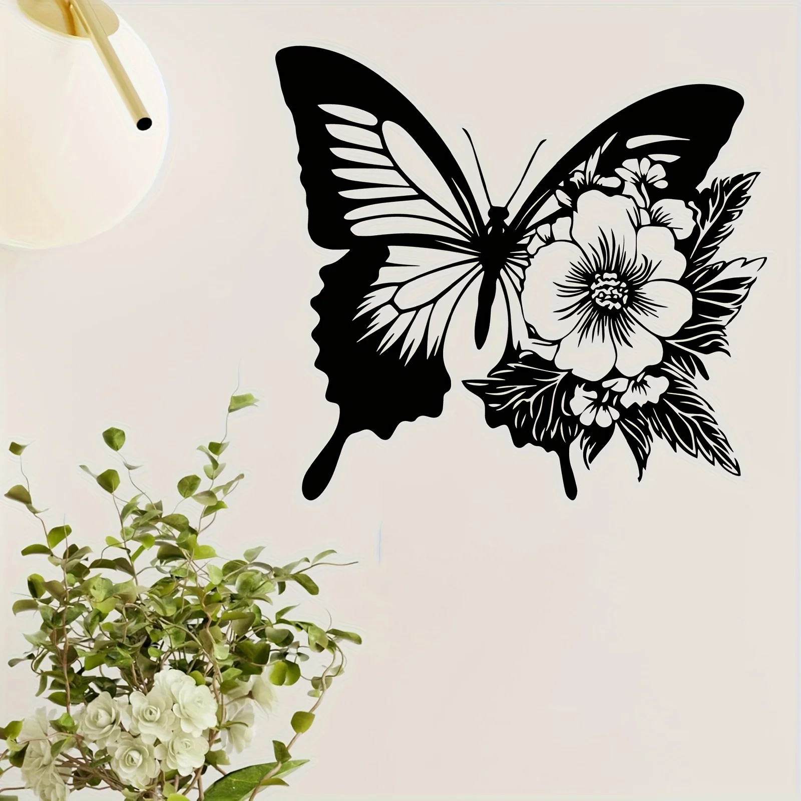 1pc Butterfly Floral Metal Wall Art Rust Resistant Iron Wall Sculpture Nature Decor for Home Garden Holiday Gift
