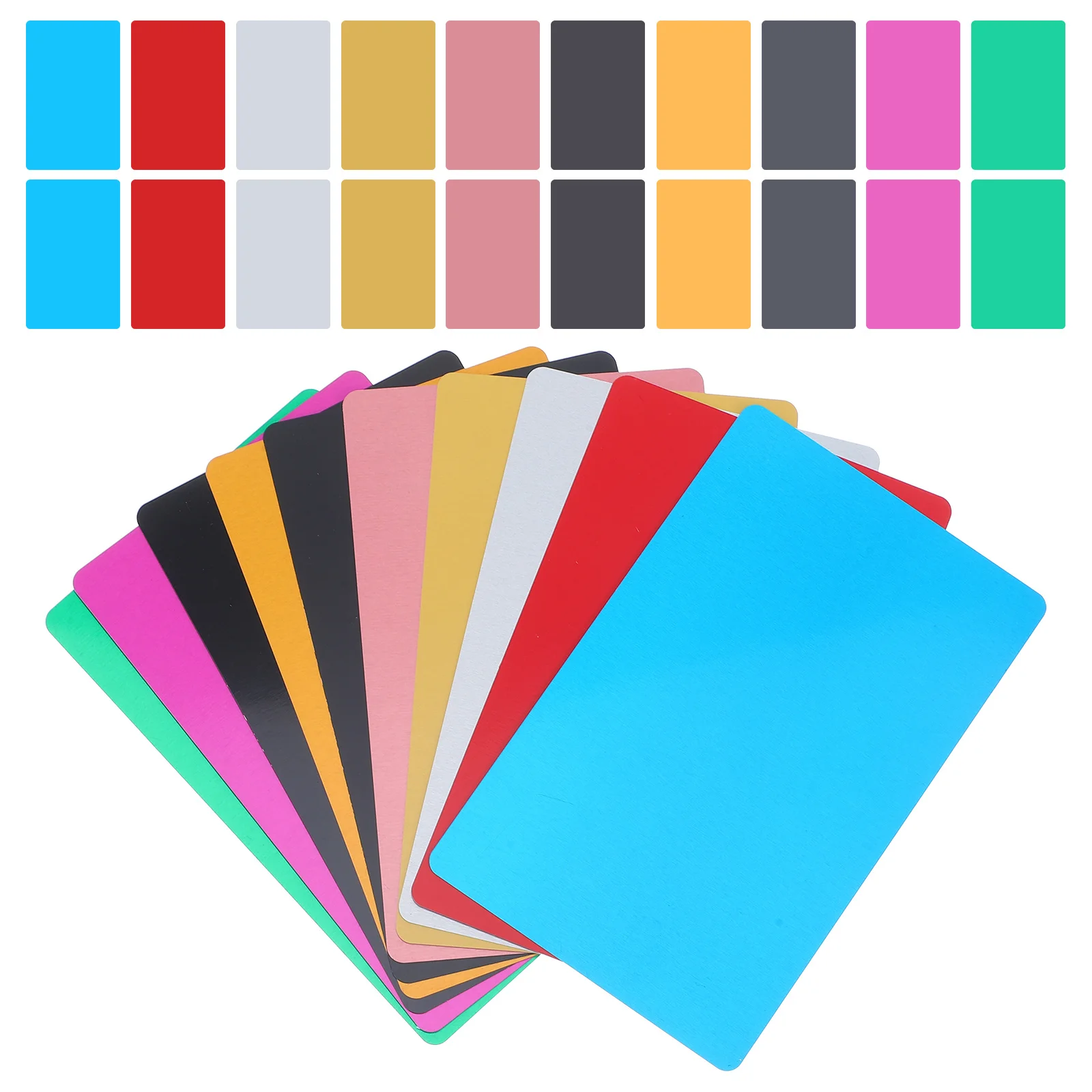 100 pcs Kartu Nama Aluminium Kosong untuk Ukiran, Cetak DIY, Kartu Nama Logam untuk Kustomisasi, Sudut Halus