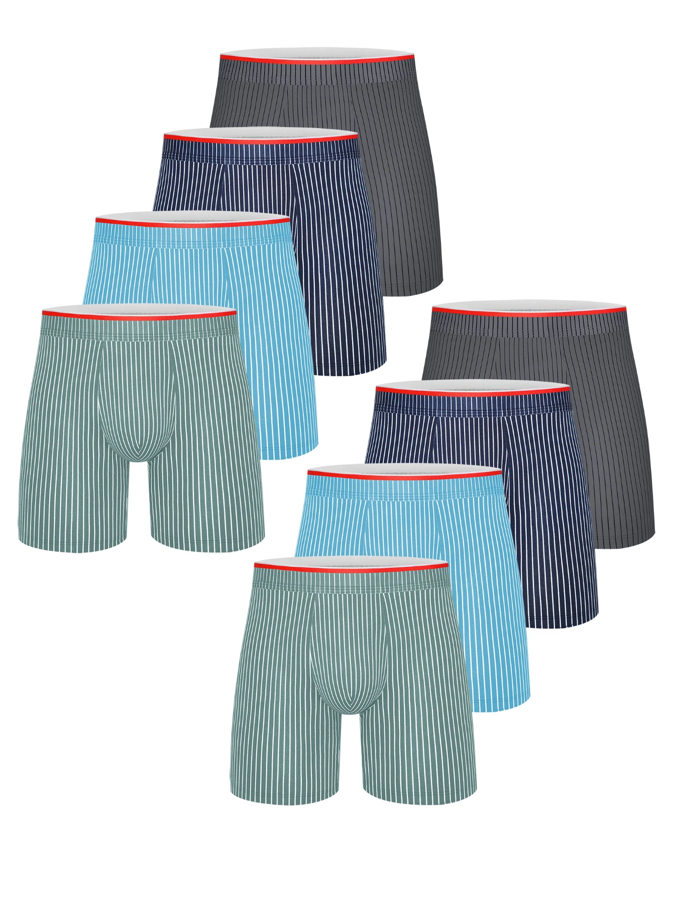 

8PCS Simple Multiple colorsStripe Men's Flat Panties Large Size Men Boxer leisure Underpants Loose Underwear for Man S-4XL
