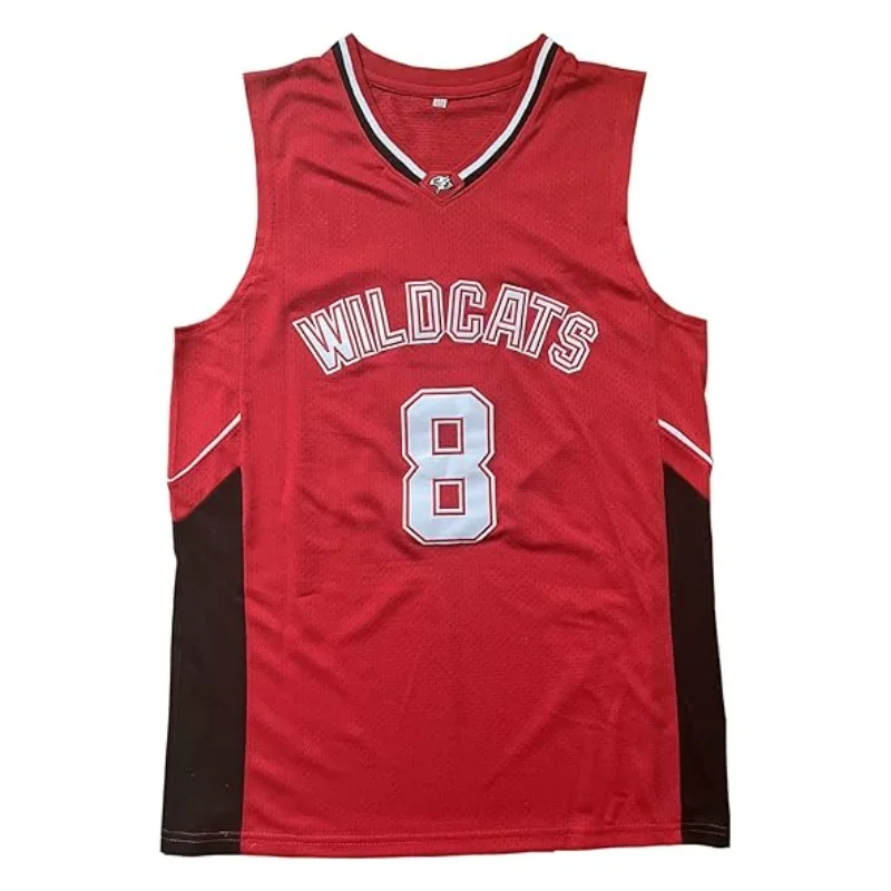 WILDCATS East High School #8 Chad Danforth Basketball Jersey Mens Quick Drying Shirt Breathable Sewing Shirts Red