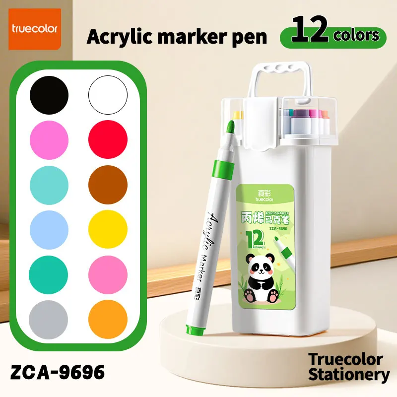 

Набор акриловых маркеров Truecolor, 12 цветов, с твердым наконечником, для студентов, для рисования в дневниках и граффити в различных сценариях