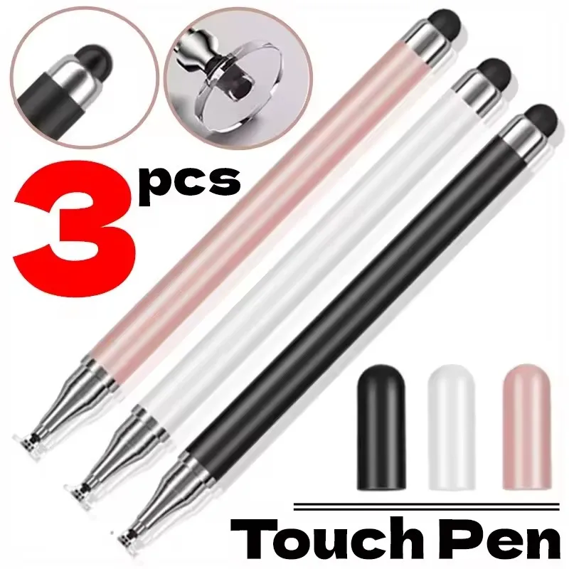 Universal Stylus Pen 2in1 for All Touch Screens IPad Tablet Drawing Pencil High Precision Disc Tip for Android Writing No Charge