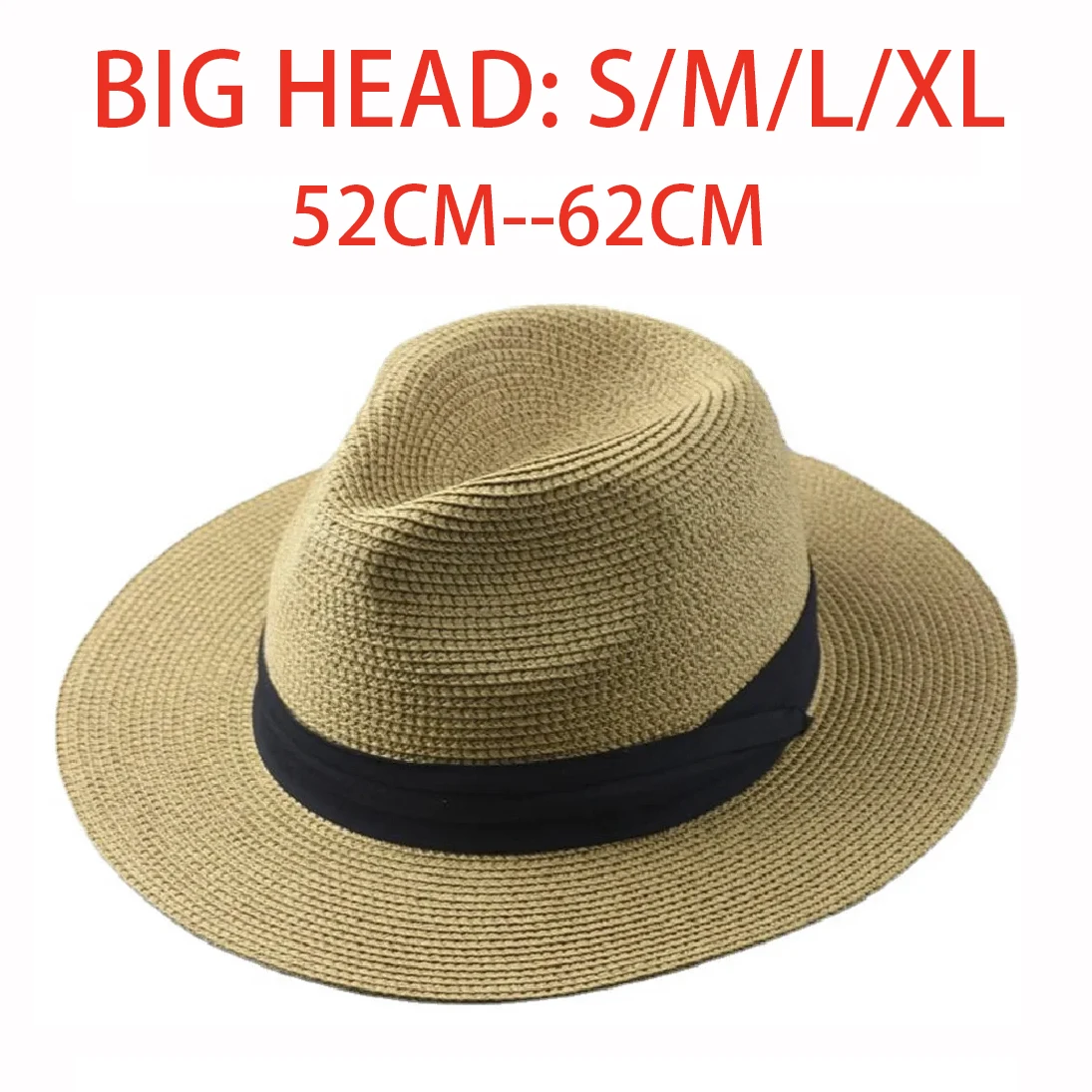 Over Size Straw Sun Hat for Men Big Head 62cm Panama Hats Male Outdoor Fishing Beach Foldable Jazz Top Hat Sunscreen Visor Hat