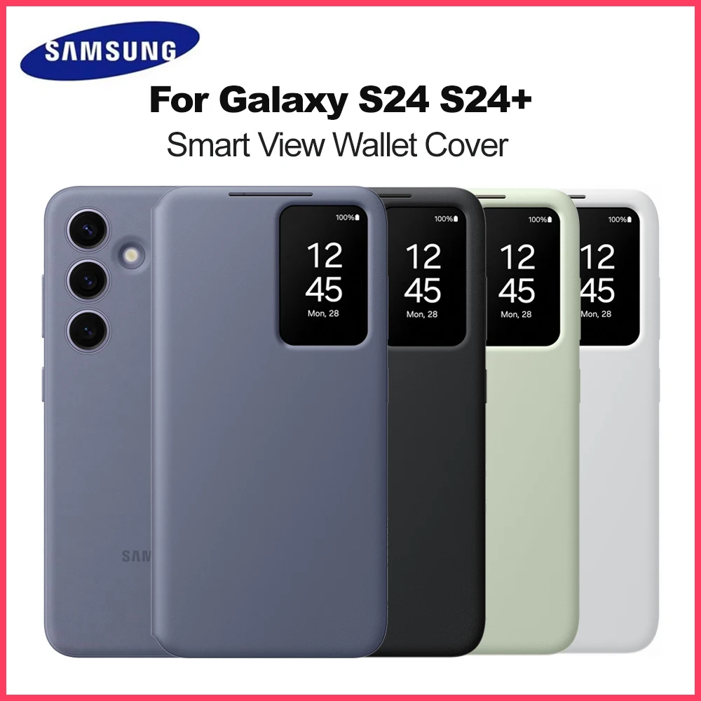 

Оригинальный чехол-кошелек для телефона Samsung Galaxy S24 S24 + S-View Smart View, чехол-кошелек, слот для карт, защитный чехол с окном для просмотра