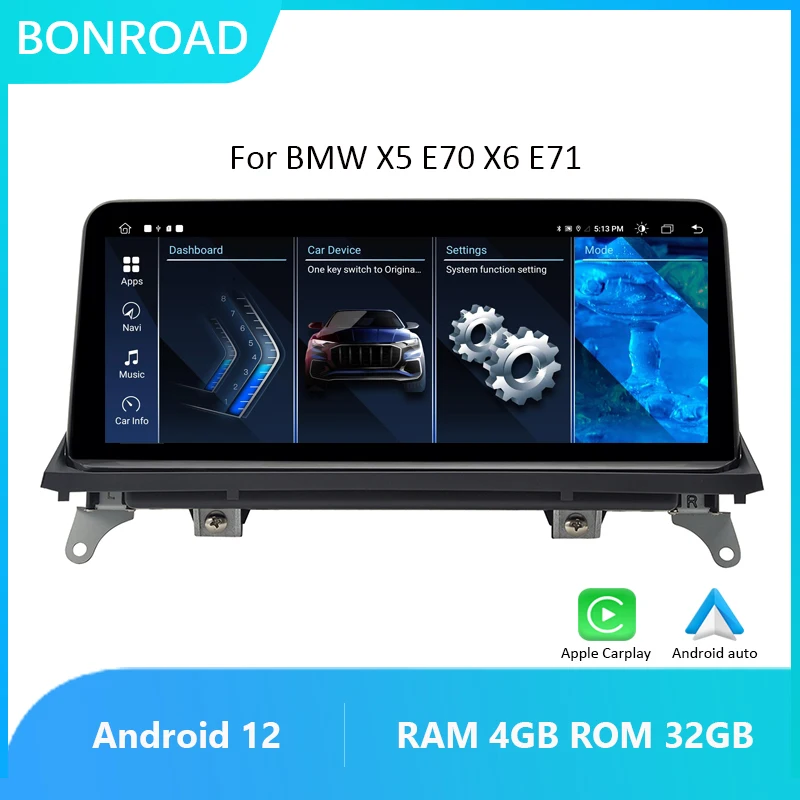 Bonroad Car Android Radio Multimedia Player For BMW X5 E70 X6 E71 CCC CIC Carplay Bluetooth WIFI Video GPS Navigation