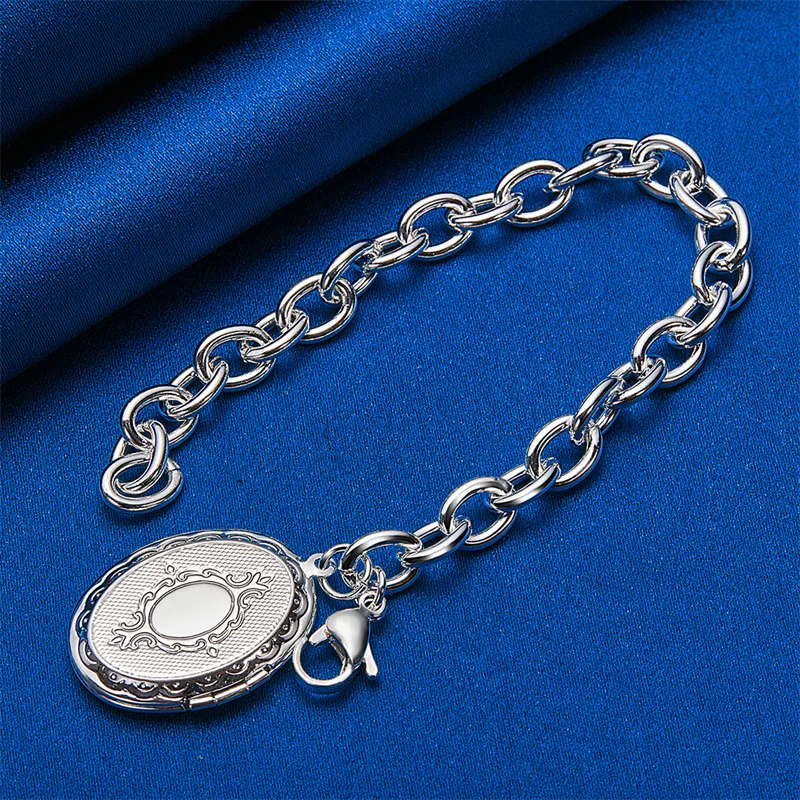 925 sterling silver 8-inch foldable oval bracelet, fashionable women's wedding party jewelry accessories