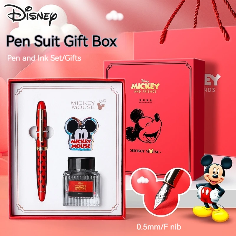 Disney Ink Pen Gift Box Set Cute Mickey Writing Ink Pen Student Birthday Gift Valentine's Day Gift High Grade Stationery Gift