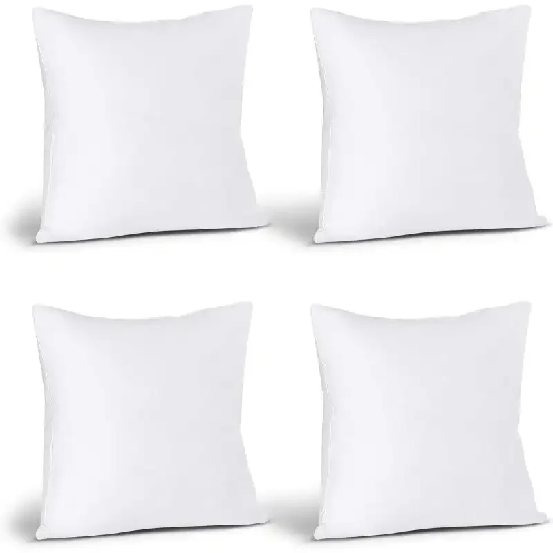 Throw Pillows (Set of 4, White), 16 x 16 Inches Pillows for Sofa, Bed and Couch Decorative Stuffer Pillows