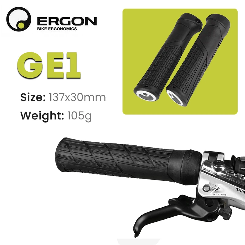 ERGON Bicycle Handlebar Grip GA3 GE1 GA20 Anti-slip Rubber Grips MTB Cycling Soft Handle Grips Bike Bar End Mount Hand Covers