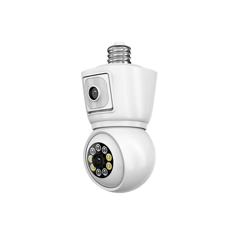 ICSEE 3MP 2MP E27 Bulb WiFi Camera Dual Lens Dual Screen Auto Tracking Two Way Audio Color Night Vision Indoor Security Camera