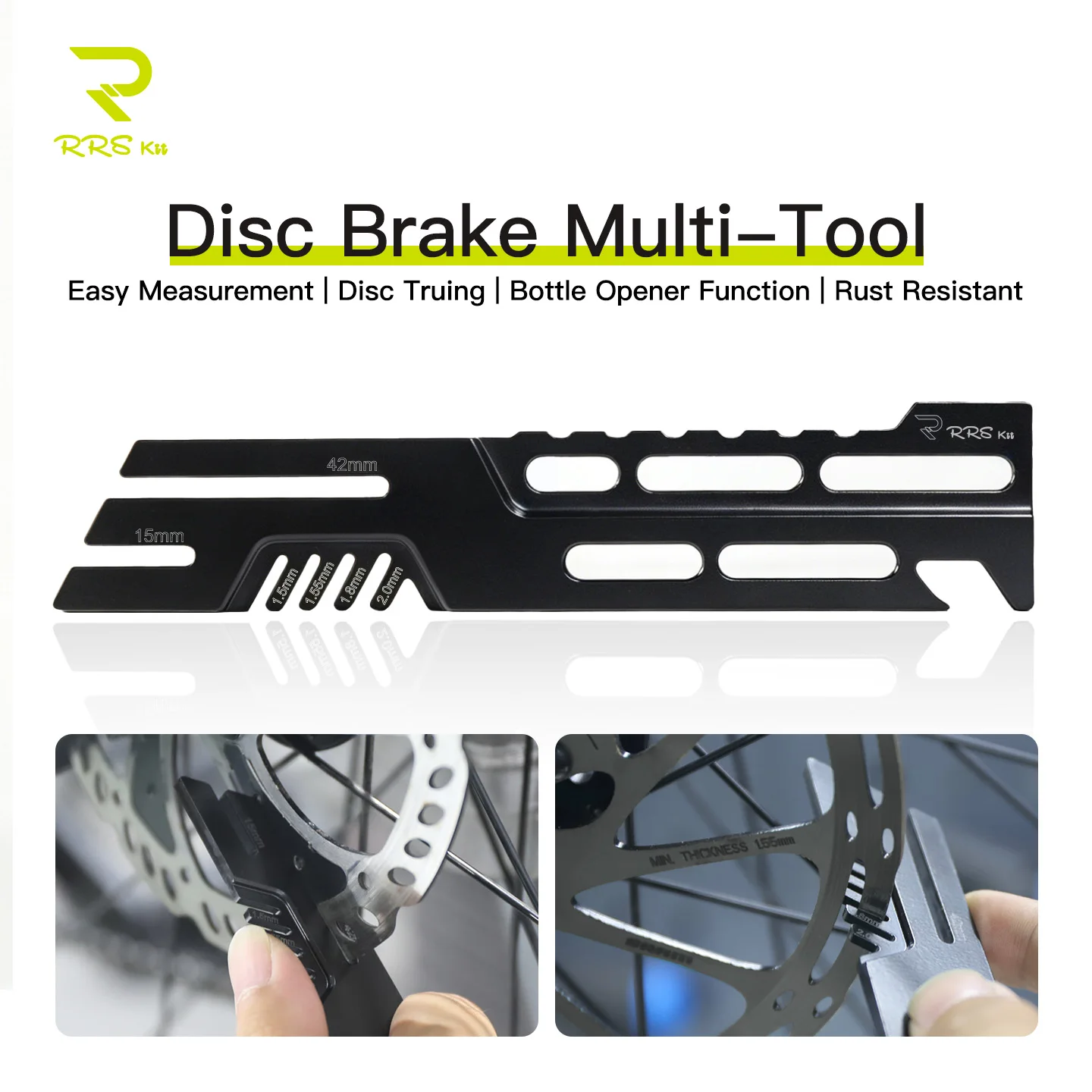 RRSKIT Bicycle Disc Brake Disc Rotor Multifunctional Correction Wrench Bike Disc Rotor Truing Fork Tool Disc Runout Gague Wrench