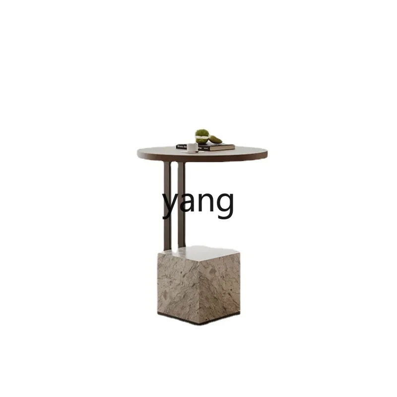 

Yjq Mild Luxury Marble Sofa Side Table Italian Minimalist High-Grade round Bedroom Balcony