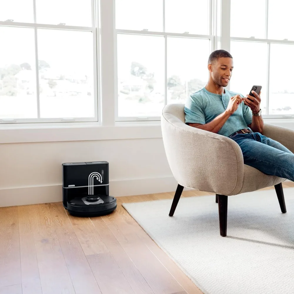 Робот-пылесос с подходящим основанием, без мешка, емкостью 30 дней, совместим с Alexa, подключением к Wi-Fi, черный