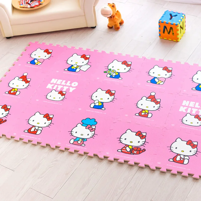 Cute Hello Kitty Jigsaw Puzzle Floor Mat Cartoon Sanrio Children Crawling Mat Living Room Room Jigsaw Puzzle Floor Mat