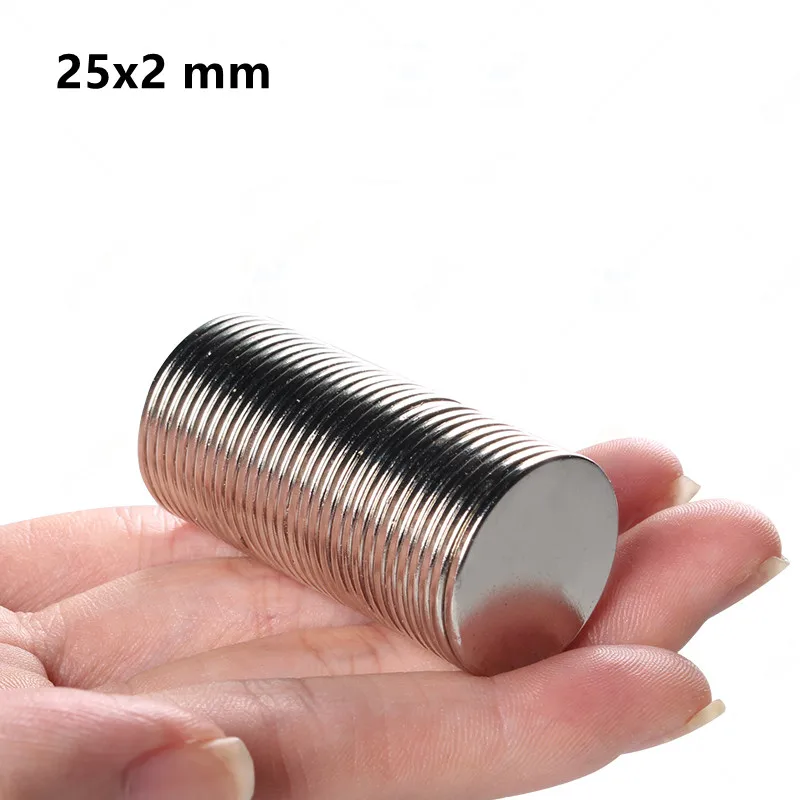 5/10/20/50pcs 25x2 Round Powerful Magnetic 25mmx2mm Sheet Neodymium Magnet 25x2mm Permanent NdFeB Strong Magnets 25*2