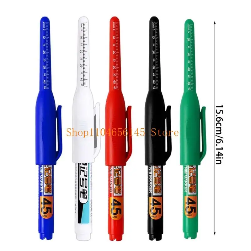 Long Head Marker Pen Deep Hole Woodworking Markers with 45mm Long Tip for Construction Metal Marking Woodworking Project