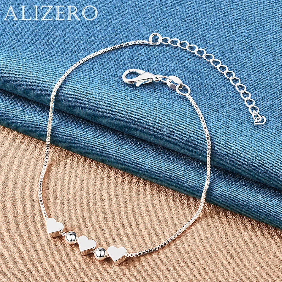 ALIZERO 925 Sterling Silver Bracelet Three Hearts Charm Bracelets For Women Jewelry For Fashion Party and Daily Wear 19+5cm