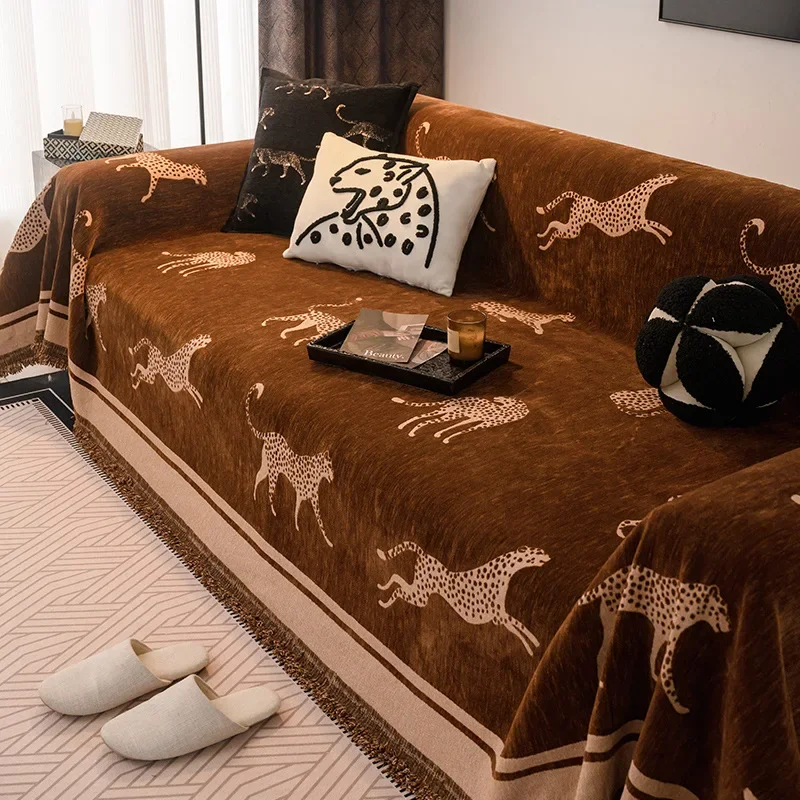Leopard Sofa Cover for Living Room Stylish Design Ideal for Home Decor and Furniture Protection Cat-scratch-proof