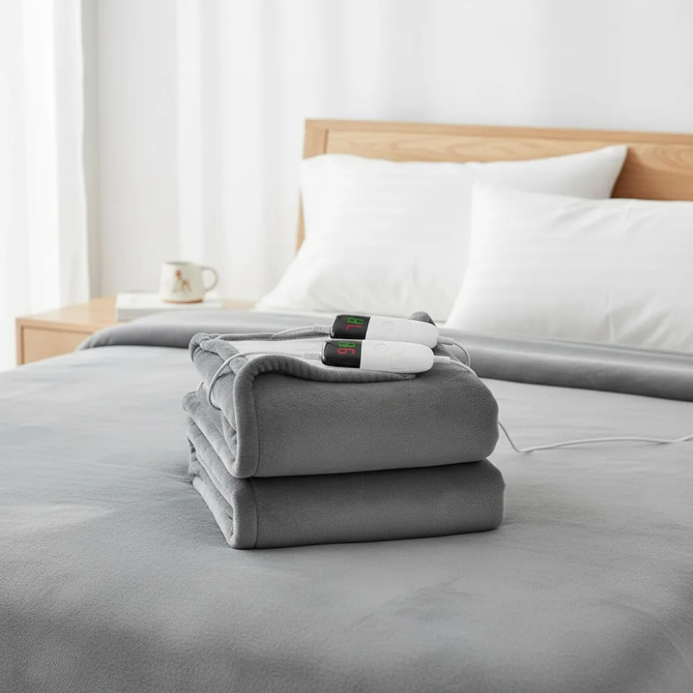 

Queen Size Electric Heating Blanket with Dual Control, 10 Heat Levels & Auto Shut-Off, Soft Flannel for Winter Comfort