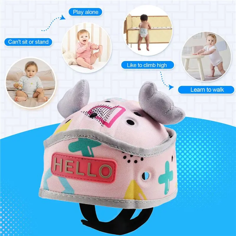 Casco di sicurezza regolabile B05C per bambini, protezione per la testa a 360 gradi, cappello di sicurezza morbido per bambini che imparano a camminare