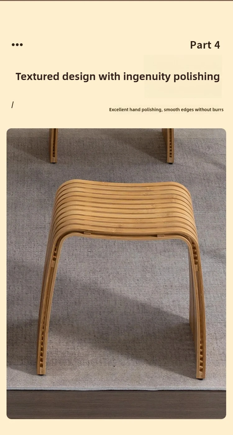 Simple Bamboo Living Room Dining Stool Furniture Modern Home Casual Shoe Changing Stool Strong and Durable Dressing Chair