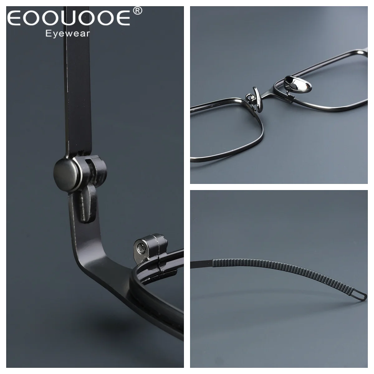 EOOUOOE Alloy Square Progressive Prescription Glasses for Men Women Anti Blue Light/Photochromic Optical Eyeglasses 2815