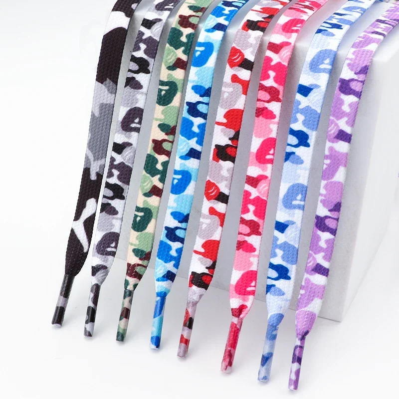 Camouflage Print Shoelaces 0.8CM Width Flat Shoelace AJ1&AF1 Boot Sneakers Laces for Shoes 120/140/160CM Shoes Accessories 1Pair