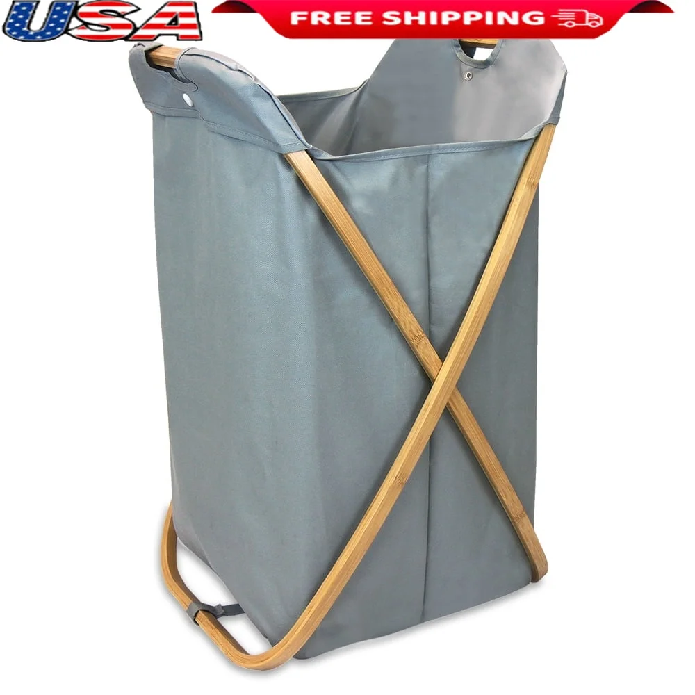 Cesto para la colada plegable con marco en X de bambú, clasificador ligero, bolsa extraíble, organizador de almacenamiento duradero, Ideal para el hogar, gimnasio, escuela, fácil