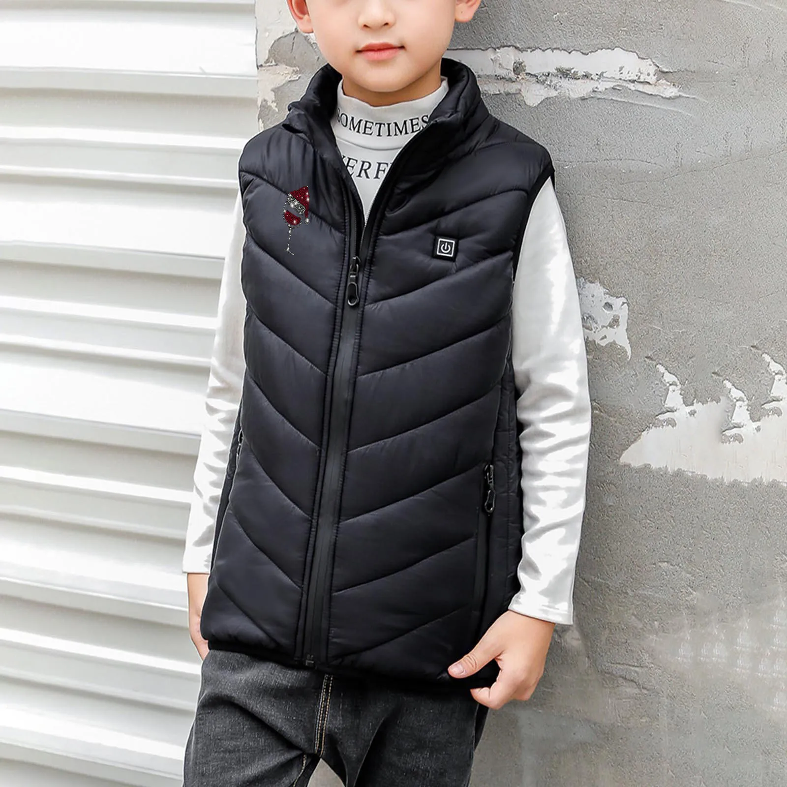 

Children Solid Color Heated Vest Children's Smart Electric Heated Jacket Winter Jacket Warm Running Keep Warm Outwear Wear