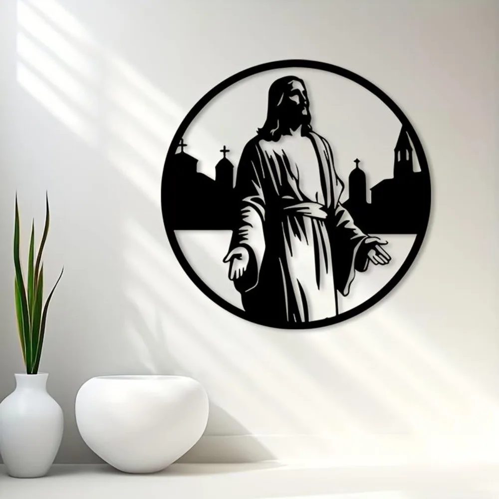 Dove Cross Metal Wall Art Vintage Powder Coated Iron Christian Wall Decor Ornament for Living Room Den Home Artistic Gift