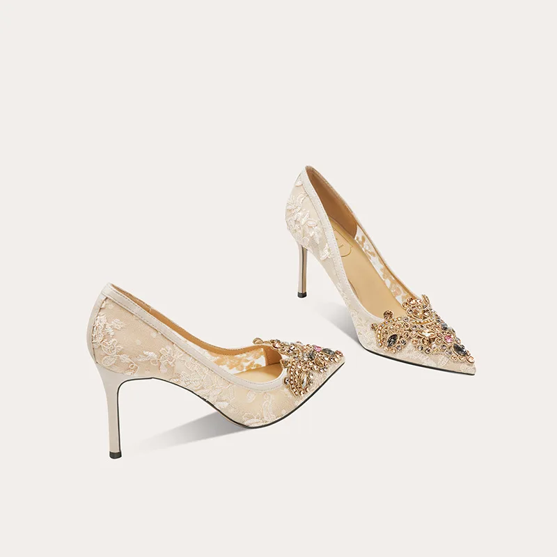 

Sheepskin Sexy High Heels Women Red Bridal Wedding Shoes High Heel Women's Shoes