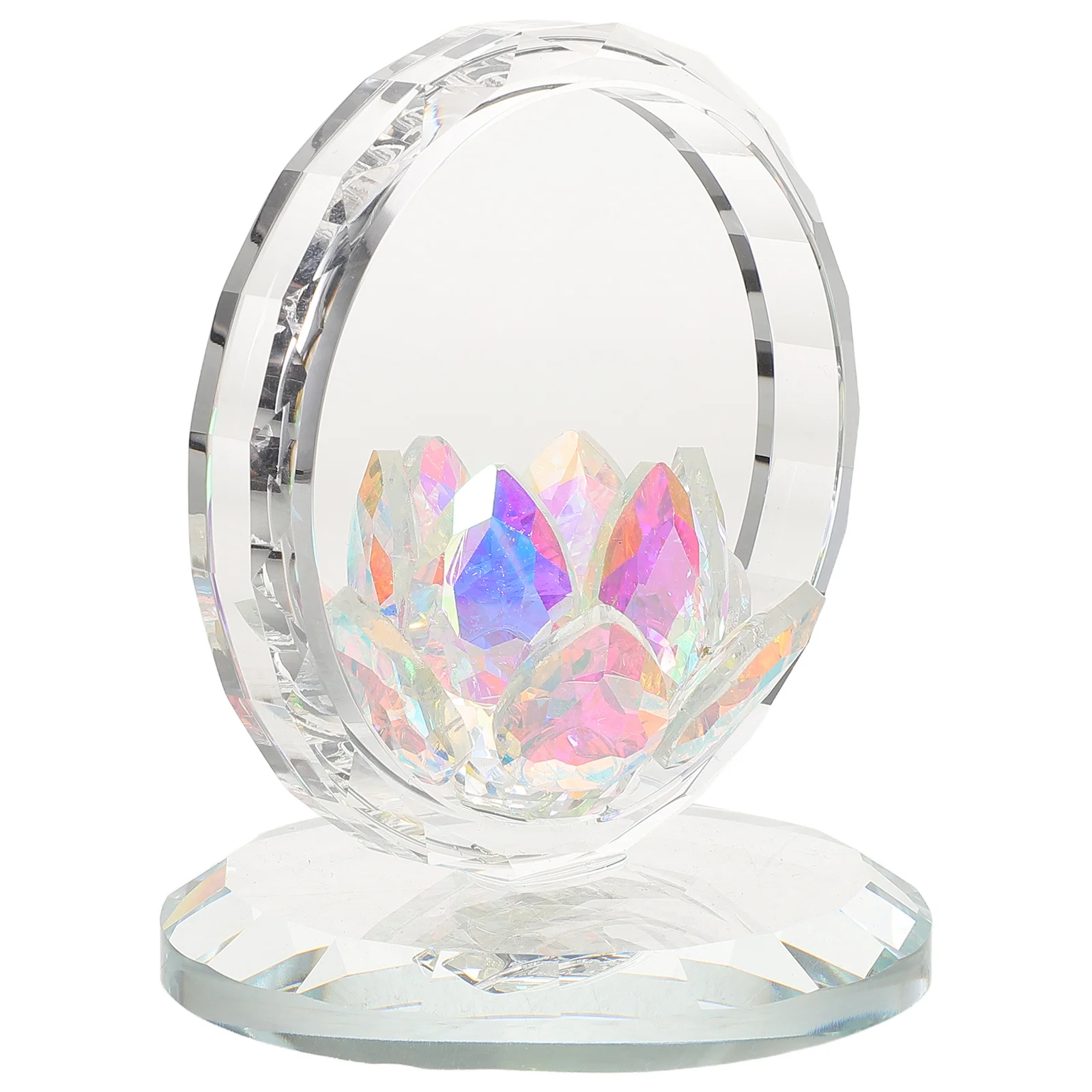 

Crystal Lotus Flower Ornament 3D Art Design Clear Transparent Reflection Effect Home Decor Living Room Study Office Desk Feng