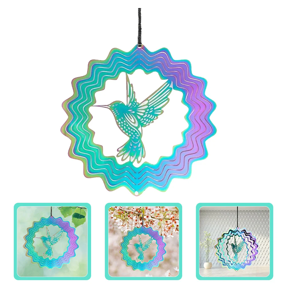

2Pcs Wind Chime Decoration Rotating Hummingbird Garden Outdoor Hanging Lawn Ornament Gifts Lawn Ornaments
