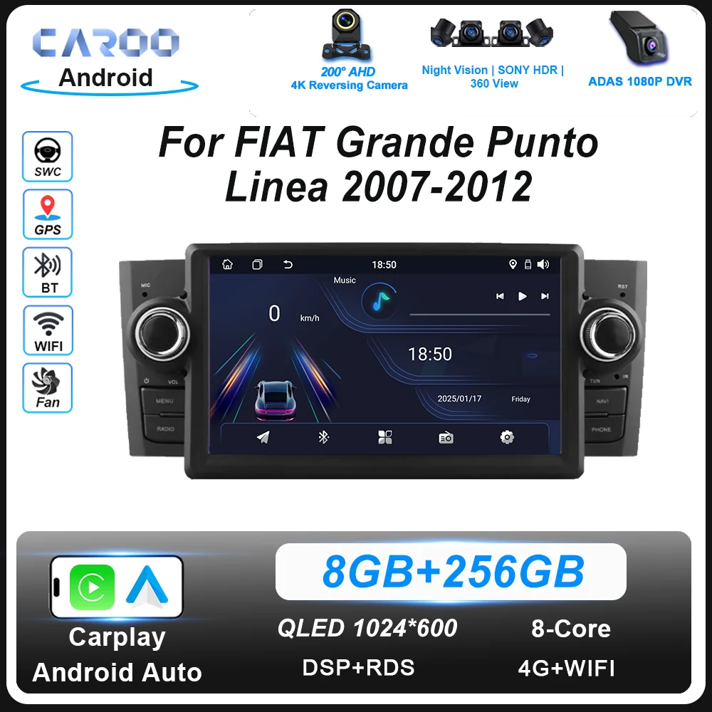

Car DVD Android Radio Stereo For FIAT Grande Punto Linea 2007 -2012 Auto GPS Navigation High-Performance CPU Wireless Carplay 4G