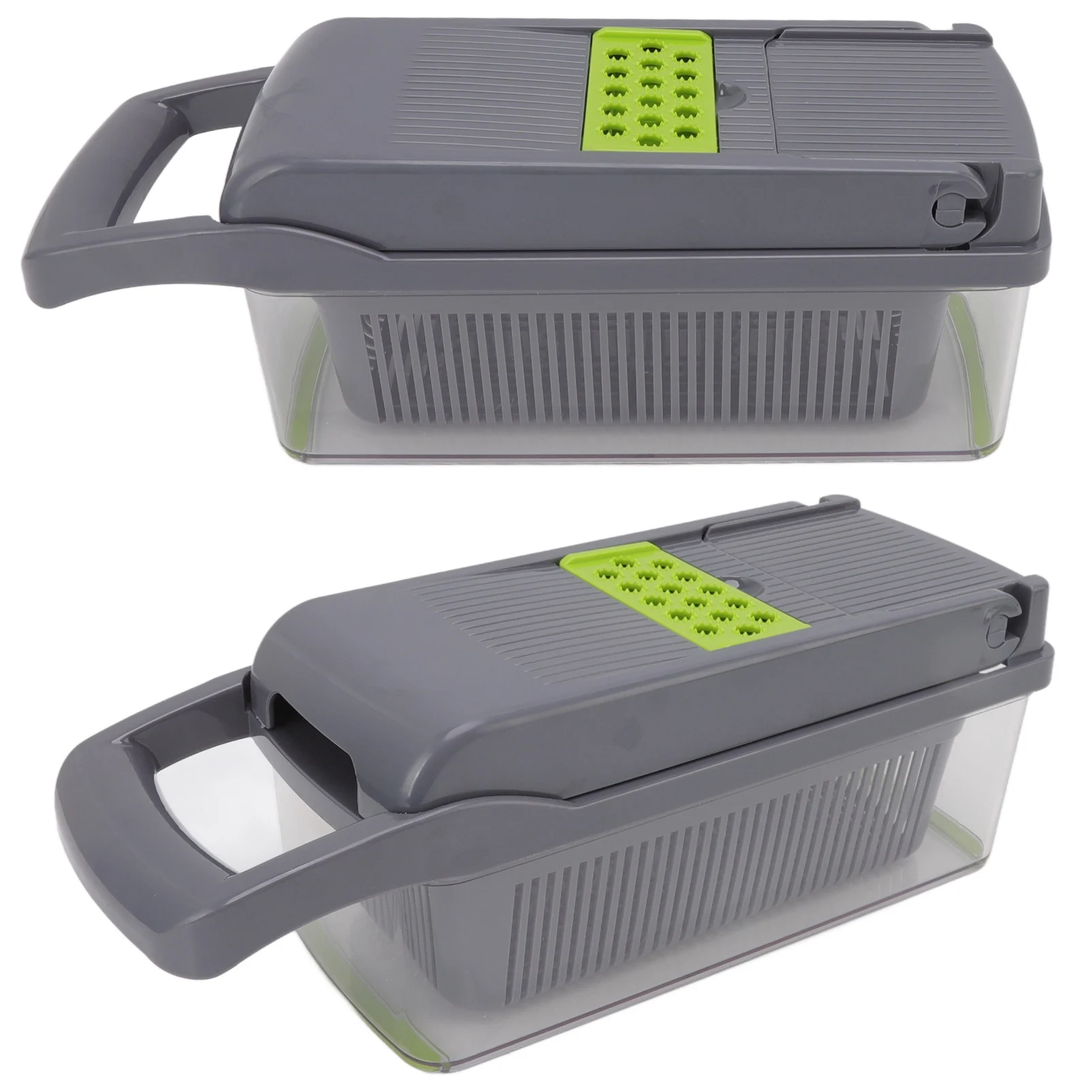 Picadora de cebolla, cortador de verduras que ahorra trabajo, artefacto de cocina, cuchillas de acero inoxidable grises, multiusos para pimientos y frutas