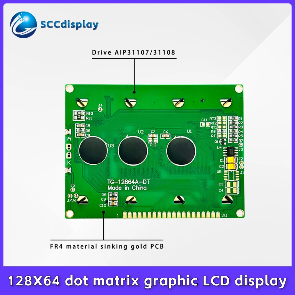Large view LCD 12864 display screen TG-12864A high-brightness backlight 128*64 graphic dot matrix LCM display module