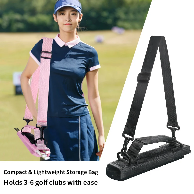 

Lightweight Golf Club Bag with Shoulder Strap, Portable Mini Carry Cover Holder for 3-6 Clubs, Adjustable Strap Organizer