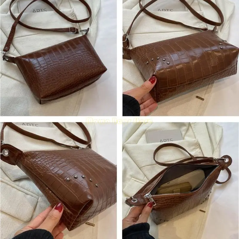 

X90D 2023 Shoulder Bag Large Capacity Solid Color PU Leather Textured Bag for Women