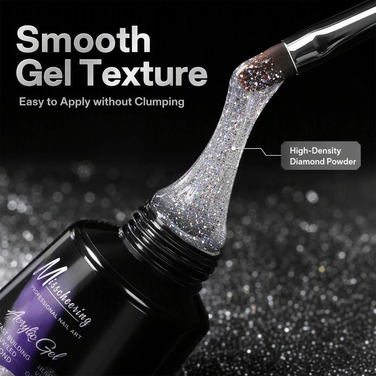 12pcs Diamond Reflective Glitter Poly Gel Sparkling Acryl Builder Gel UV LED Nail Extension Gel Quick Building Manicure Nail Art